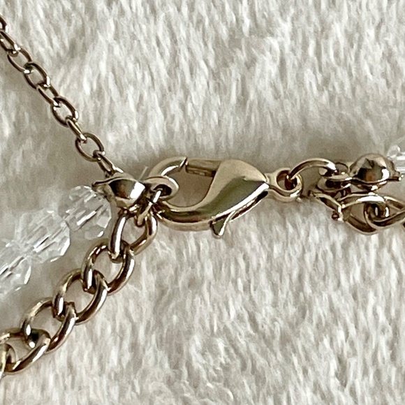 Beaded Multi Coloured Necklace/w Clear Crystals and Golden Chain - Picture 14 of 14